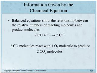 Information Given by the Chemical Equation