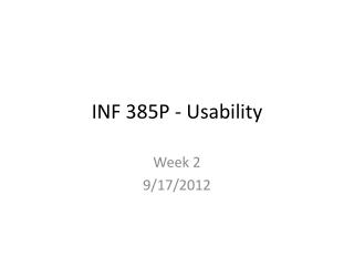 INF 385P - Usability