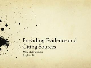 Providing Evidence and Citing Sources