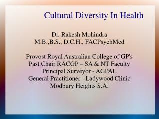 Cultural Diversity In Health