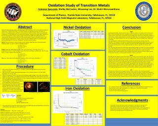 Oxidation Study of Transition Metals