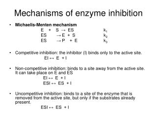 Mechanisms of enzyme inhibition