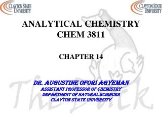 ANALYTICAL CHEMISTRY CHEM 3811 CHAPTER 14