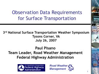 Observation Data Requirements for Surface Transportation