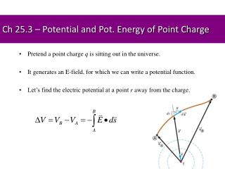 Ch 25.3 – Potential and Pot. Energy of Point Charge