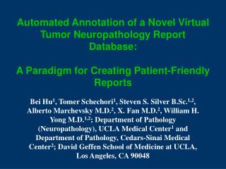 Automated Annotation of a Novel Virtual Tumor Neuropathology Report Database:
