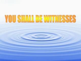 YOU SHALL BE WITNESSES