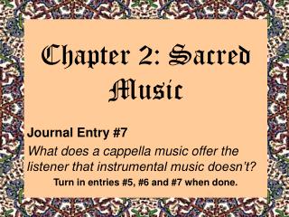 Chapter 2: Sacred Music