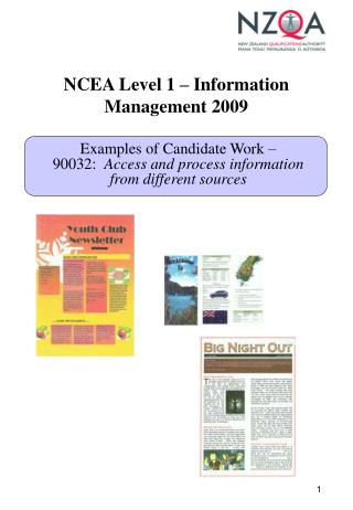 NCEA Level 1 – Information Management 2009