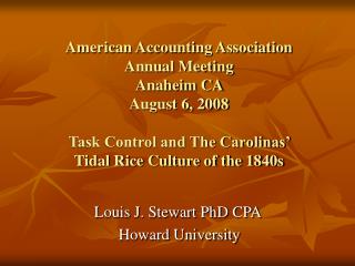 Louis J. Stewart PhD CPA Howard University