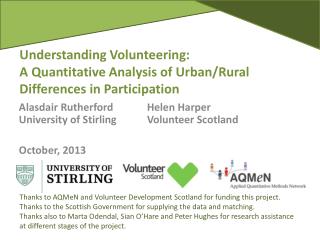 Understanding Volunteering: A Quantitative Analysis of Urban/Rural Differences in Participation