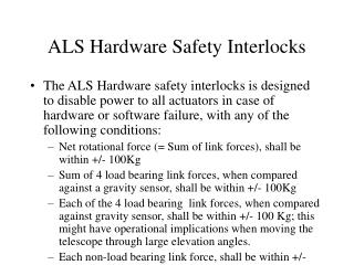 ALS Hardware Safety Interlocks