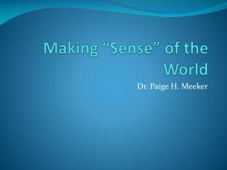 Making “Sense” of the World