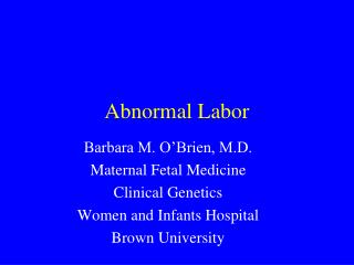 Abnormal Labor