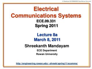 Electrical Communications Systems ECE.09.331 Spring 2011