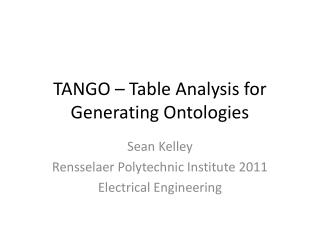 TANGO – Table Analysis for Generating Ontologies