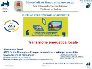 Alessandro Rossi ANCI Emilia Romagna – Energia, innovazione e sviluppo sostenibile