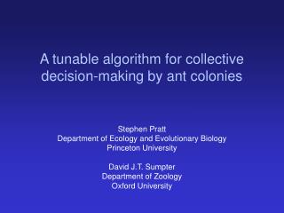 A tunable algorithm for collective decision-making by ant colonies
