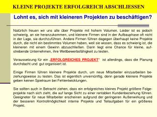 KLEINE PROJEKTE ERFOLGREICH ABSCHLIESSEN