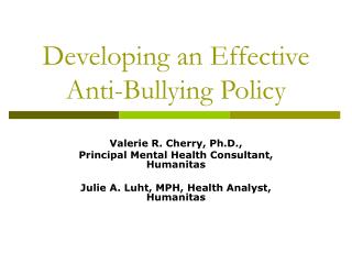 Developing an Effective Anti-Bullying Policy