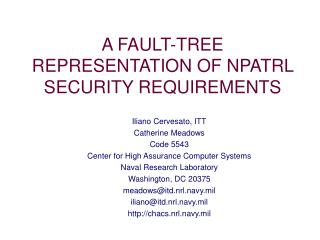 A FAULT-TREE REPRESENTATION OF NPATRL SECURITY REQUIREMENTS