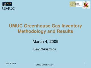 UMUC Greenhouse Gas Inventory Methodology and Results