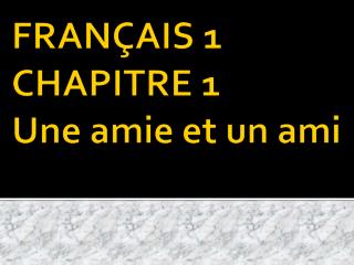 FRANÇAIS 1 CHAPITRE 1 Une amie et un ami