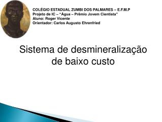 Sistema de desmineralização de baixo custo