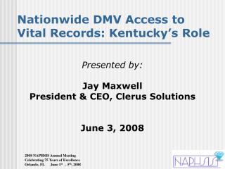 Nationwide DMV Access to Vital Records: Kentucky’s Role