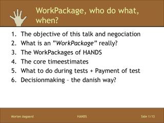 WorkPackage, who do what, when?