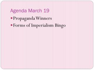Agenda March 19