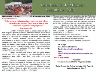 Informativo de Missões Setembro - 2013