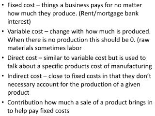 Marginal cost pricing (contribution pricing)