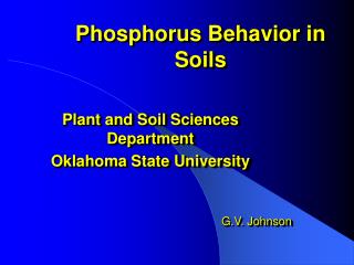 Phosphorus Behavior in Soils