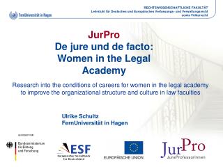 JurPro De jure und de facto: Women in the Legal Academy