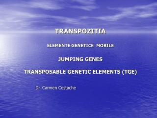 TRANSPOZITIA ELEMENTE GENETICE MOBILE JUMPING GENES TRANSPOSABLE GENETIC ELEMENTS (TGE)
