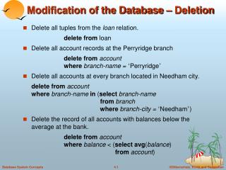 Modification of the Database – Deletion