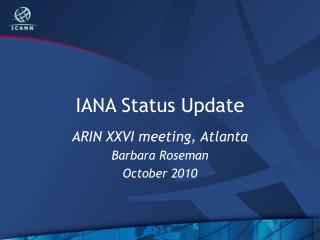 IANA Status Update