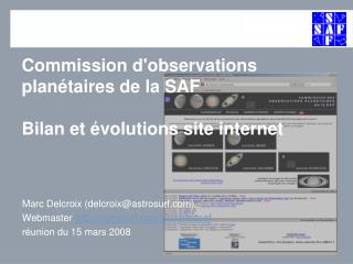 Commission d'observations planétaires de la SAF Bilan et évolutions site internet