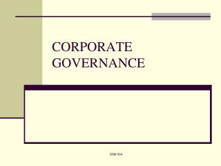 CORPORATE GOVERNANCE