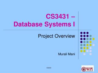 CS3431 – Database Systems I