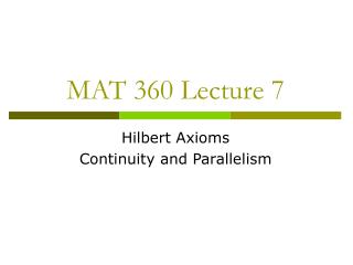 MAT 360 Lecture 7