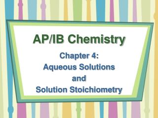 AP/IB Chemistry
