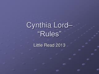 Cynthia Lord– “Rules”