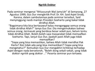 Ngritik Doktor