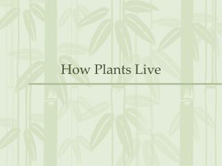 How Plants Live