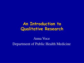 An Introduction to Qualitative Research