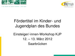 Fördertitel im Kinder- und Jugendplan des Bundes