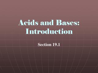 Acids and Bases: Introduction