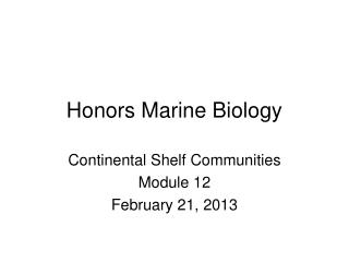 Honors Marine Biology